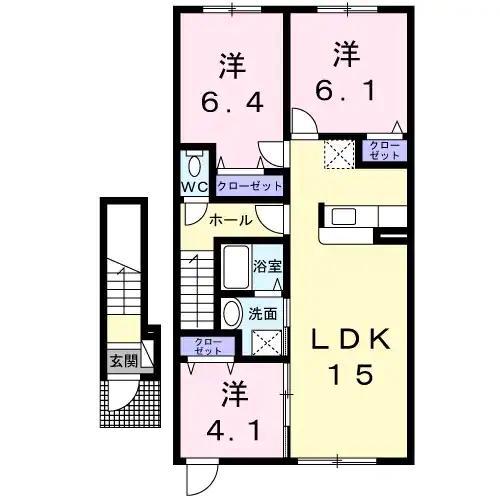 JR石北本線 南永山駅 徒歩14分 2階建 築12年(3LDK/2階)の間取り写真