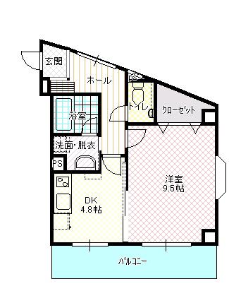 ハートフル医大南(1DK/4階)の間取り写真