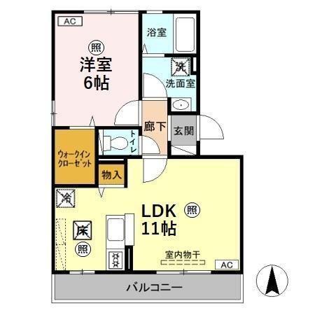 サニークレスト(1LDK/1階)の間取り写真