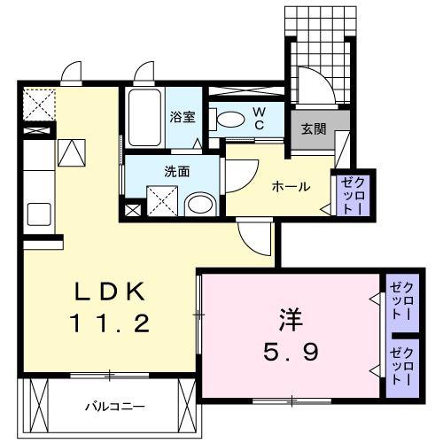 ラフィネT-III(1LDK/1階)の間取り写真