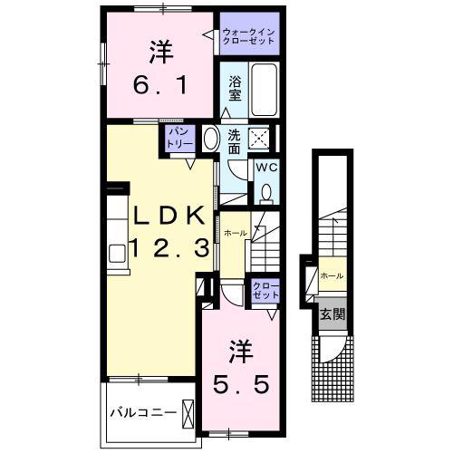 フォレ リジェール(2LDK/2階)の間取り写真