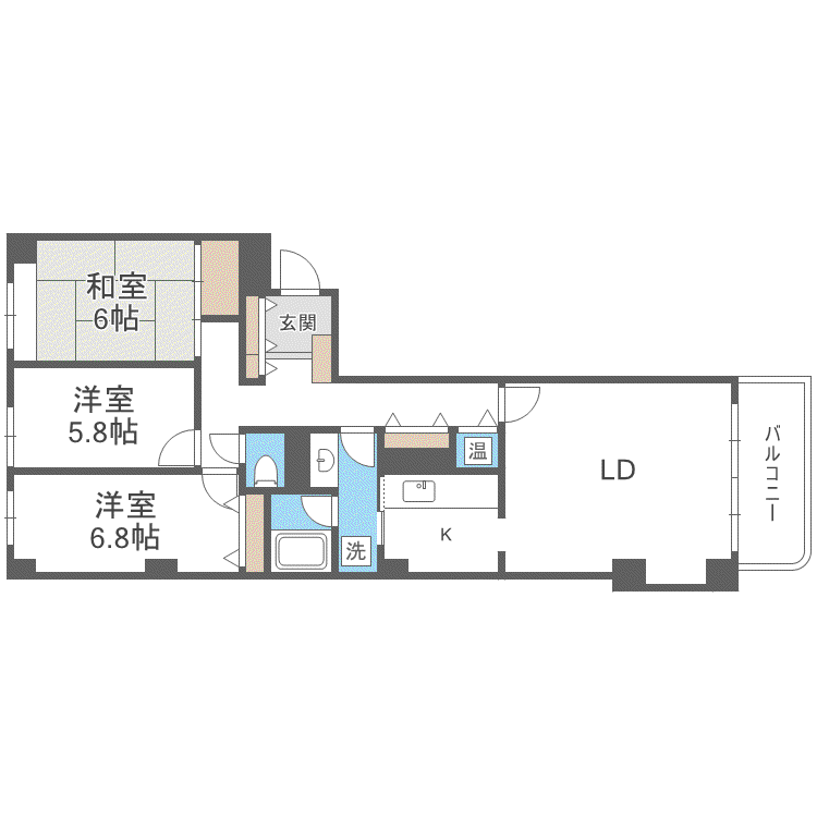 北斗シティA棟(3LDK/4階)の間取り写真