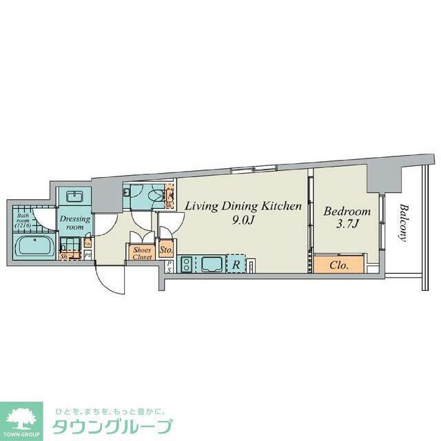 クレストコート広尾(1LDK/9階)の間取り写真
