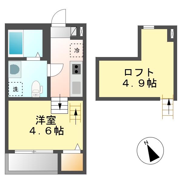 ラフェリオ II(1SK/2階)の間取り写真