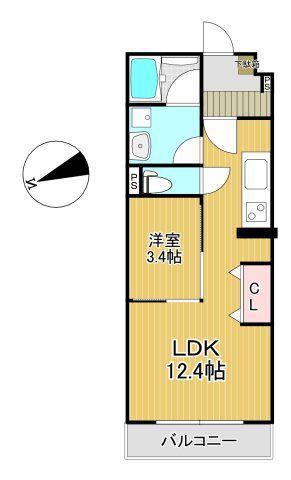 ピア旭町(1LDK/1階)の間取り写真