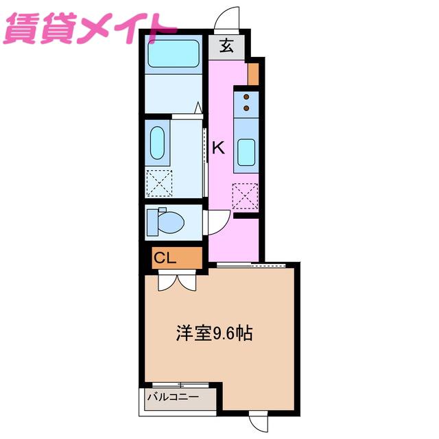 ラ シャンブル(1K/1階)の間取り写真
