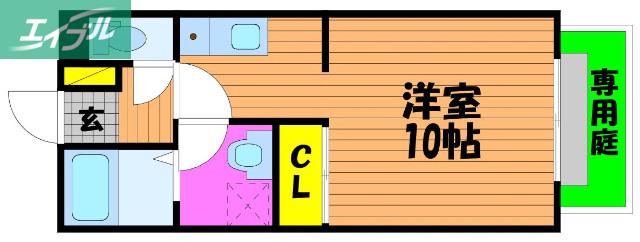 イーグレット 3(1K/1階)の間取り写真