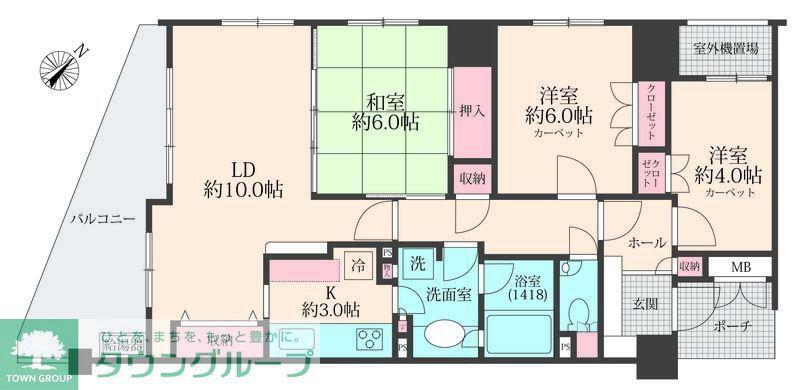 ビーズタワー橋本(3LDK/4階)の間取り写真