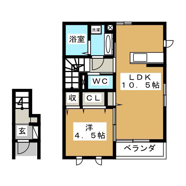 SKY HILLS(1LDK/2階)の間取り写真