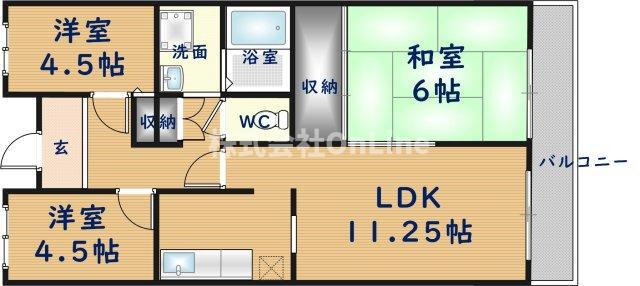 ルミエールやまもと(3LDK/4階)の間取り写真