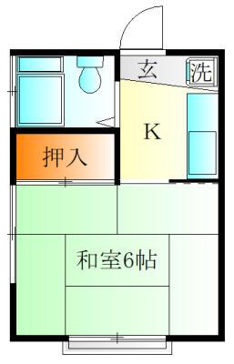 加瀬荘(1K/2階)の間取り写真