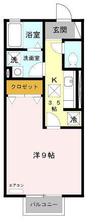 ヴァンヴェールA棟(1K/1階)の間取り写真