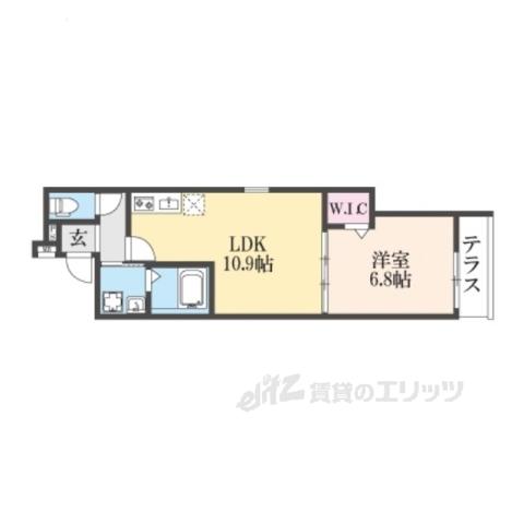 フジパレス忍ケ丘Ⅲ番館(1LDK/1階)の間取り写真