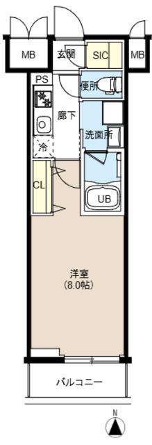 TATSUMIスカイガーデンテラス(1K/4階)の間取り写真