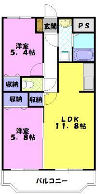 Y&Mグランメゾン(2LDK/4階)の間取り写真