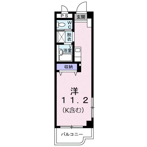 渡嘉敷マンション(ワンルーム/4階)の間取り写真