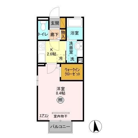 オプティマールB205(1K/2階)の間取り写真