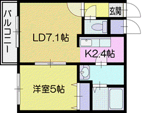 ミルクリーク(1LDK/4階)の間取り写真