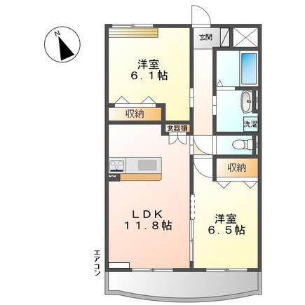 AGUN(2LDK/2階)の間取り写真