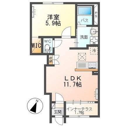 サンフラワー(1LDK/1階)の間取り写真