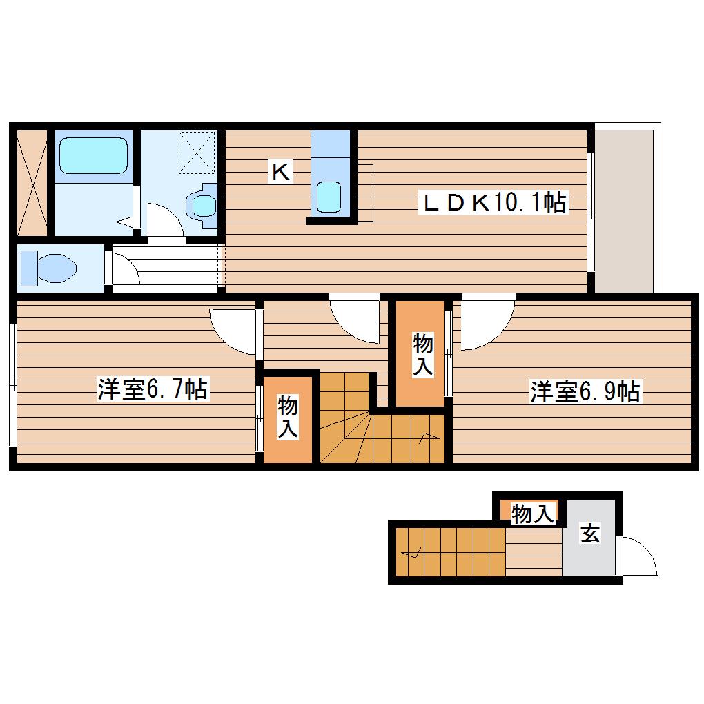 アネックス六丁の目I(2LDK/2階)の間取り写真