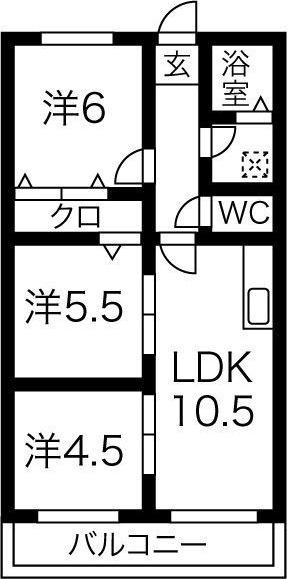 プロビデンス日比野(3LDK/3階)の間取り写真