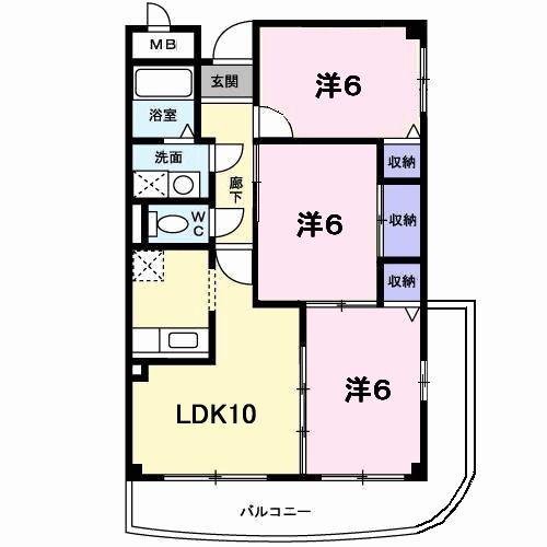 ビサイド22(3LDK/3階)の間取り写真
