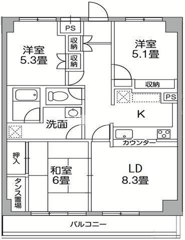 TS GARDEN稲城(3LDK/1階)の間取り写真