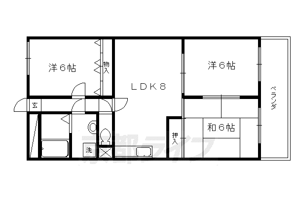 カーサフジキ(3LDK/2階)の間取り写真
