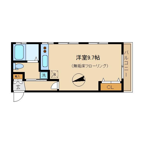 KYハイツ(ワンルーム/2階)の間取り写真