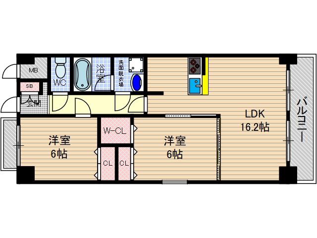 プロスパー正雀本町(2LDK/3階)の間取り写真