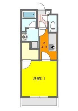 ARIES GARDEN(1K/4階)の間取り写真