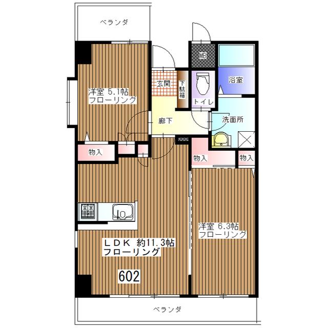 プリマヴェーラ参番館(2LDK/6階)の間取り写真
