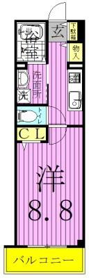 セレッソ(1K/2階)の間取り写真