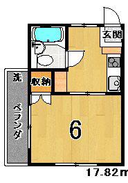 リッチリバーかも(1K/1階)の間取り写真