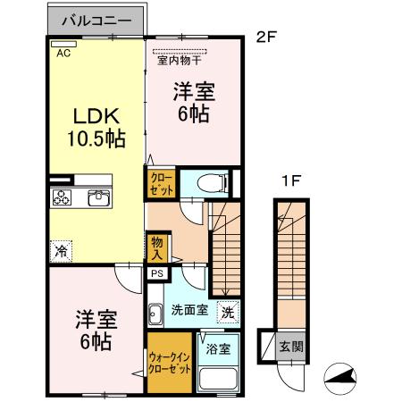 瀬戸内ハウジング(2LDK/2階)の間取り写真