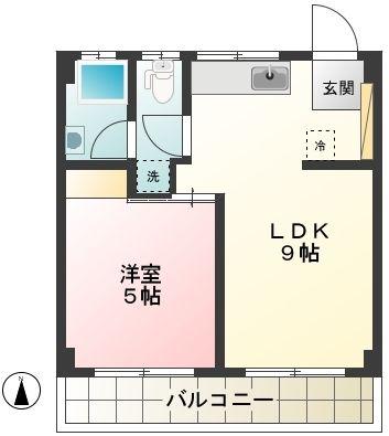堤マンション(1LDK/4階)の間取り写真