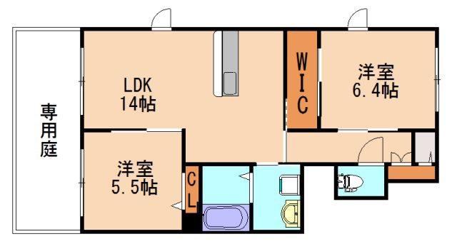 プロヌーブさくら(2LDK/1階)の間取り写真