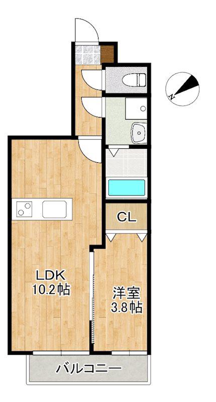 LINEAGE COURT野洲駅西(1LDK/2階)の間取り写真