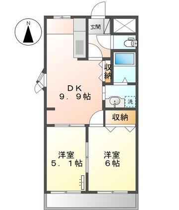 ルミナス(2DK/1階)の間取り写真