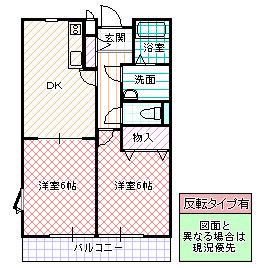 イムーブル・エー(2DK/2階)の間取り写真