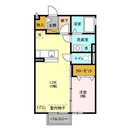 サニーキャッスル(1LDK/2階)の間取り写真