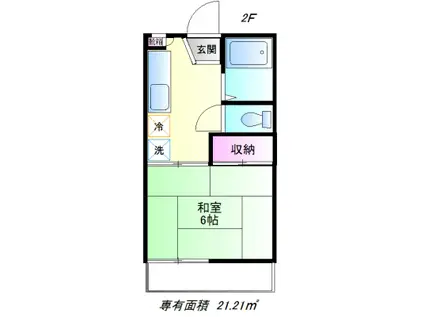 87ハイツA(1K/2階)の間取り写真