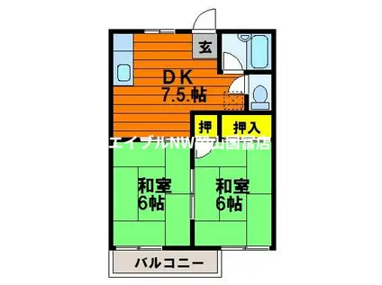 三和ハイツ(2DK/2階)の間取り写真