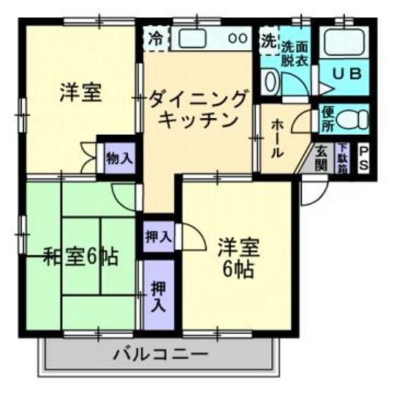 メゾニティーブラッサムD(3DK/2階)の間取り写真