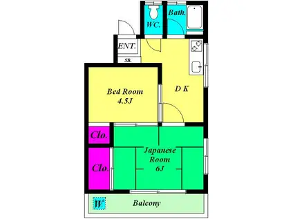 石井マンション(2DK/2階)の間取り写真