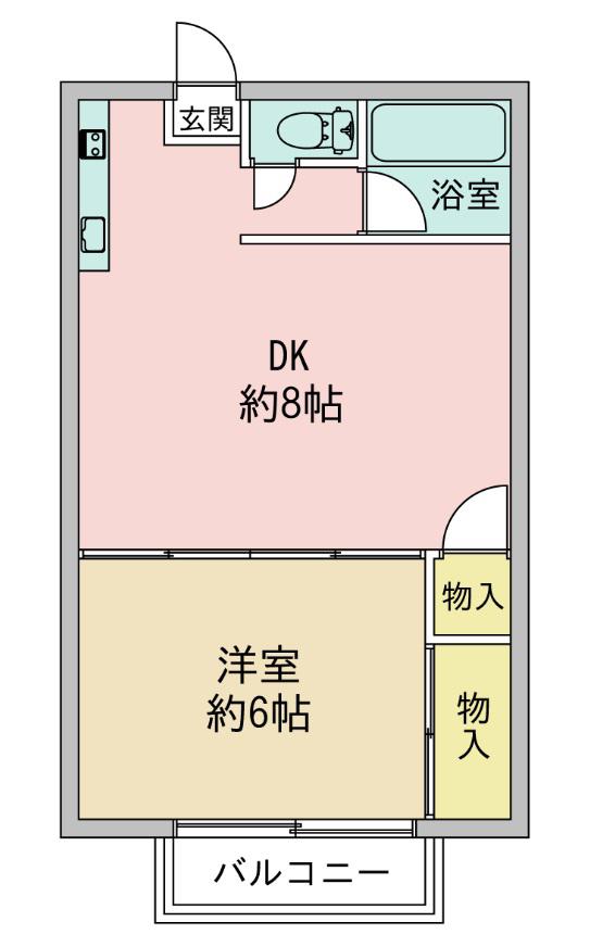 ルミ上花輪(1DK/2階)の間取り写真