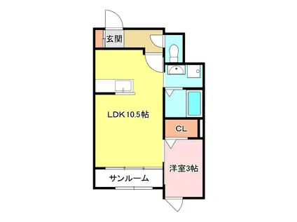 トレ・パーチェ河内(1LDK/1階)の間取り写真