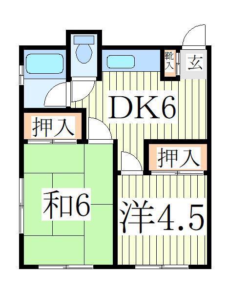 神戸荘(2DK/1階)の間取り写真