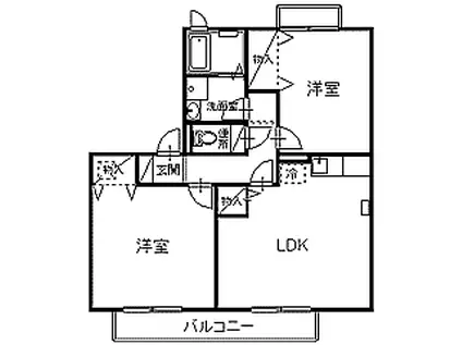 ハイカムール根城(2LDK/2階)の間取り写真
